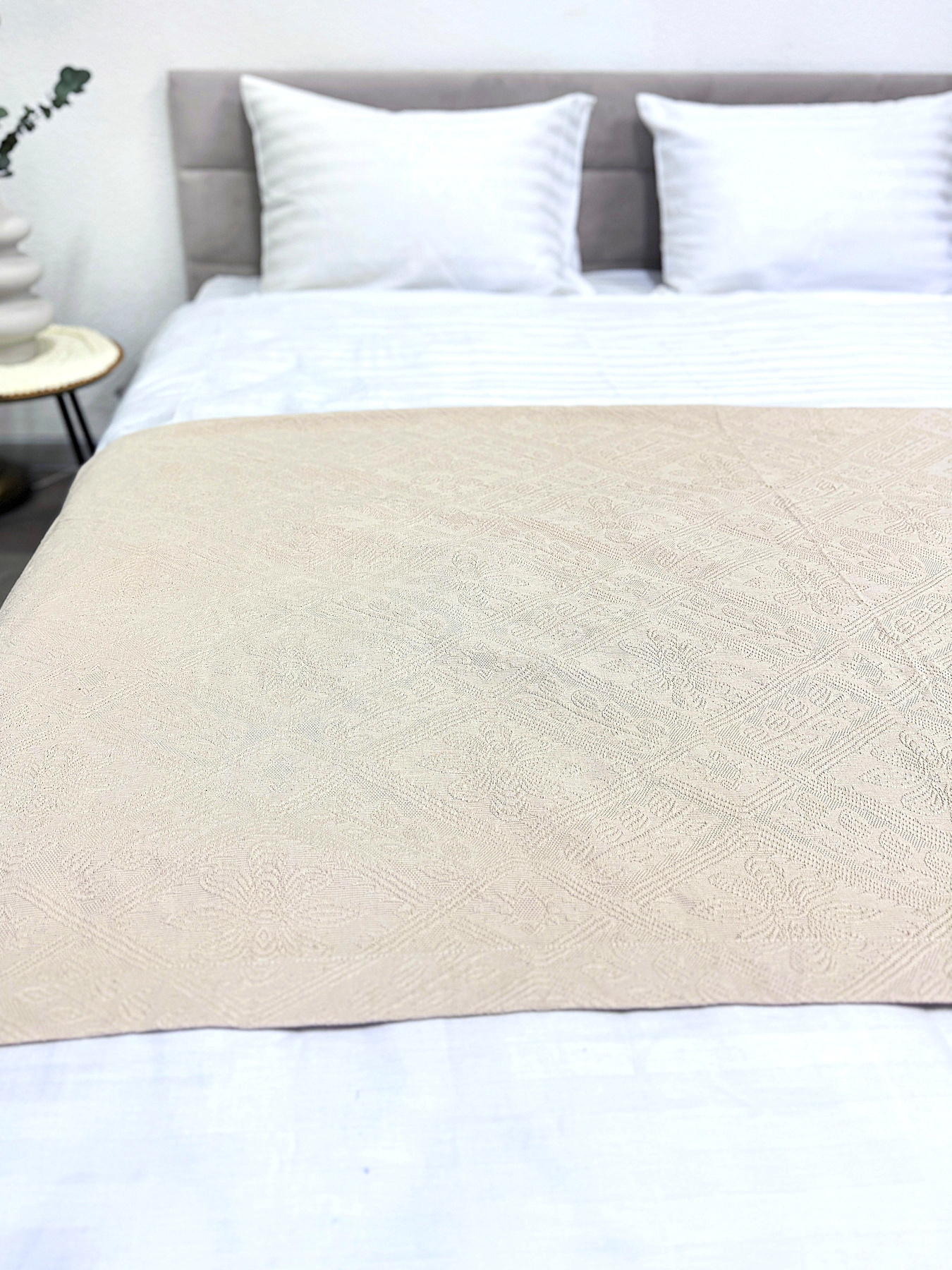 Покривало Pique бавовняне Natural в крафтовій подарунковій коробці Ecotton модель 24532 Фото