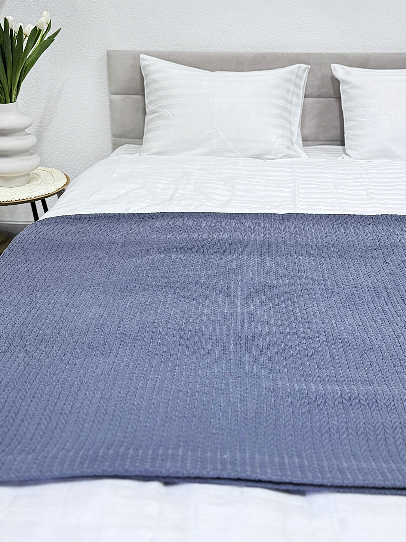 Покрывало Pique хлопковое Grey в крафтовой подарочной коробке Ecotton модель 24540 Фото