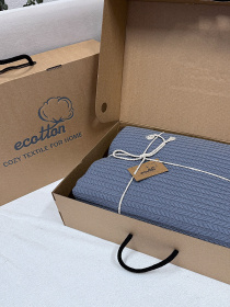 Покрывало Pique хлопковое Grey в крафтовой подарочной коробке Ecotton модель 24540 Фото