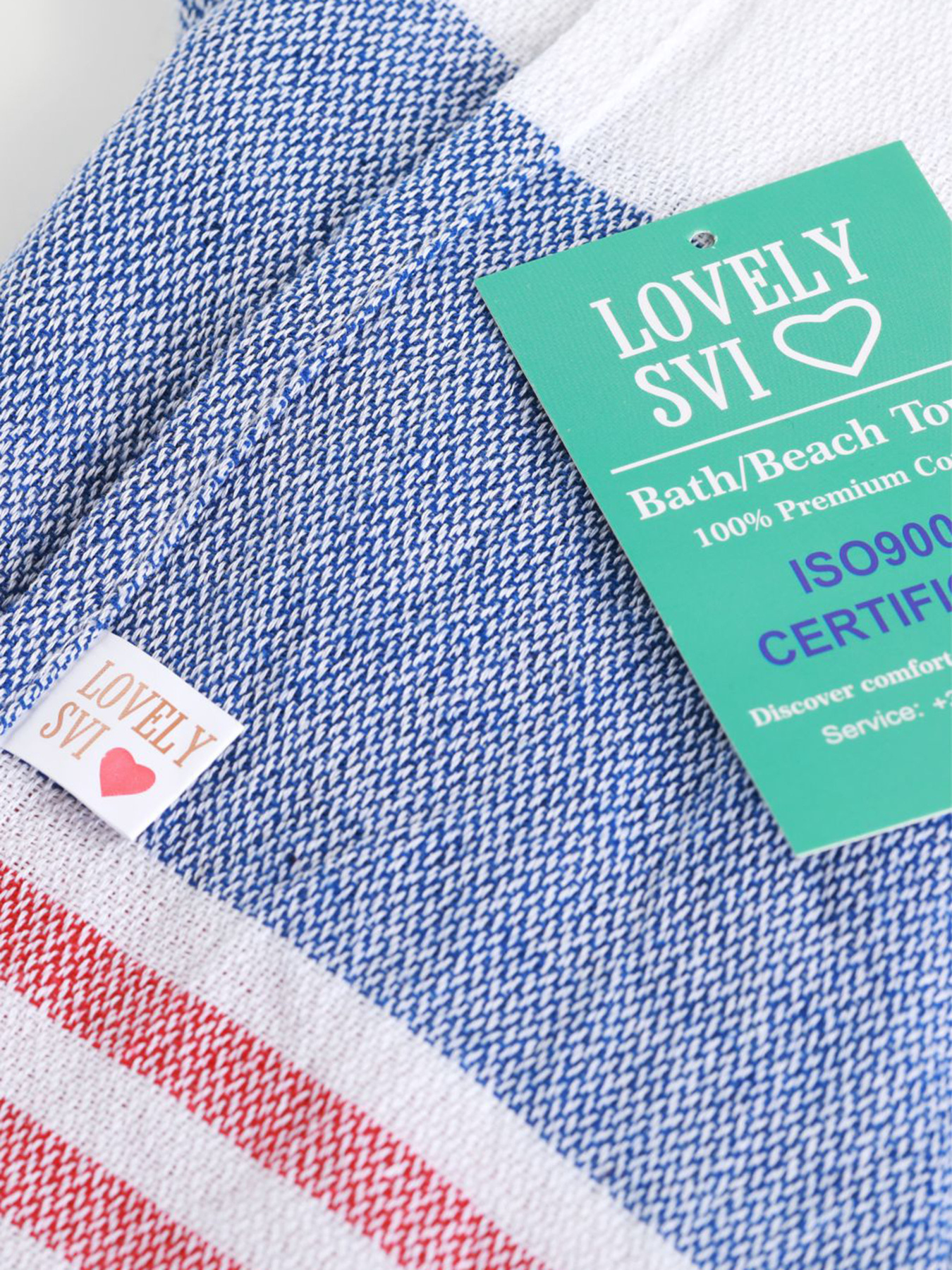 Полотенце пештемаль хлопковое для ванной, отелей, SPA, саун, бани - XХL Blue/Red Stripes Lovely Svi  модель 1032025 Фото