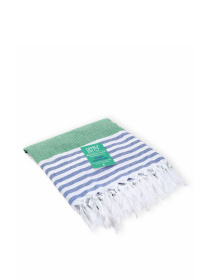 Полотенце пештемаль хлопковое для ванной, отелей, SPA, саун, бани - XХL  Green/Blue Stripes Lovely Svi  модель 6032025 Фото