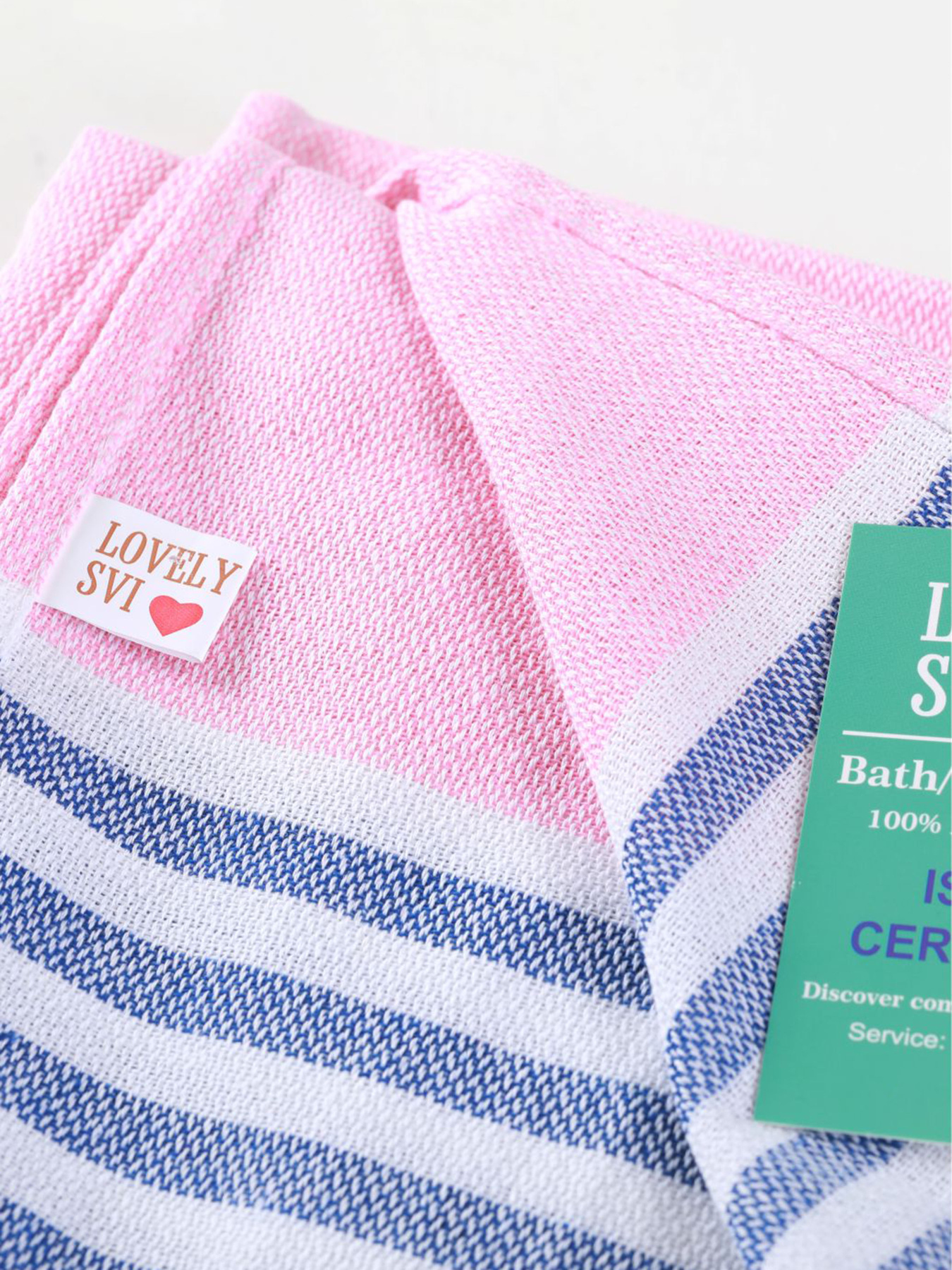 Полотенце пештемаль хлопковое для ванной, отелей, SPA, саун, бани - XХL Pink/Blue Stripes Lovely Svi  модель 7032025 Фото