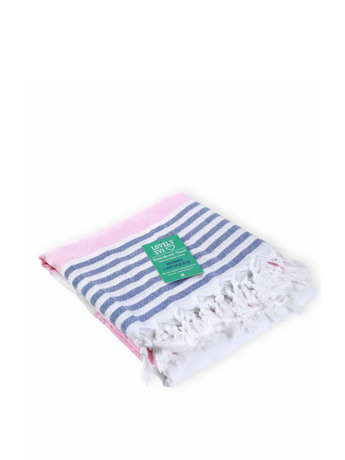 Полотенце пештемаль хлопковое для ванной, отелей, SPA, саун, бани - XХL Pink/Blue Stripes Lovely Svi  модель 7032025 Фото