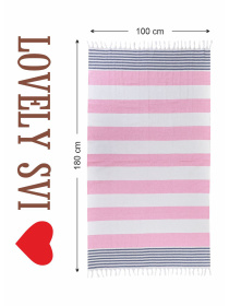 Полотенце пештемаль хлопковое для ванной, отелей, SPA, саун, бани - XХL Pink/Blue Stripes Lovely Svi  модель 7032025 Фото
