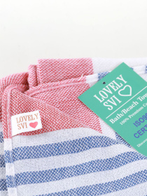 Полотенце пештемаль хлопковое для ванной, отелей, SPA, саун, бани - XХL Red/Blue Stripes Lovely Svi  модель 9032025 Фото