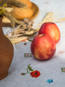 Скатертина бавовняна в етно стилі з українськими маками Ecotton модель 19915 Фото