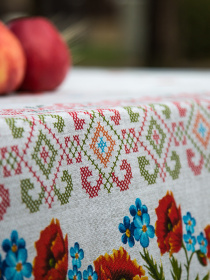 Скатертина бавовняна в етно стилі з українськими маками Ecotton модель 19915 Фото