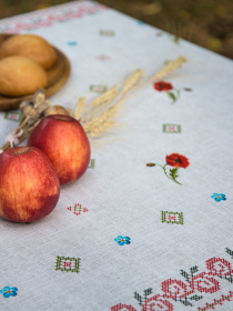 Скатертина бавовняна в етно стилі з українськими маками Ecotton модель 19915 Фото