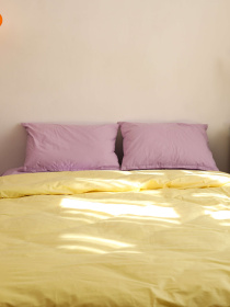 Комплект постільної білизни з тканини ранфорс фіалковий+лимонний BedclozZzes модель 12123 Фото