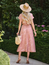 Сукня міді ISSA Plus модель SA-640_бежевый Фото