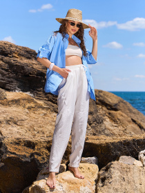 Брюки повседневные ISSA Plus модель 15238_молочный Фото