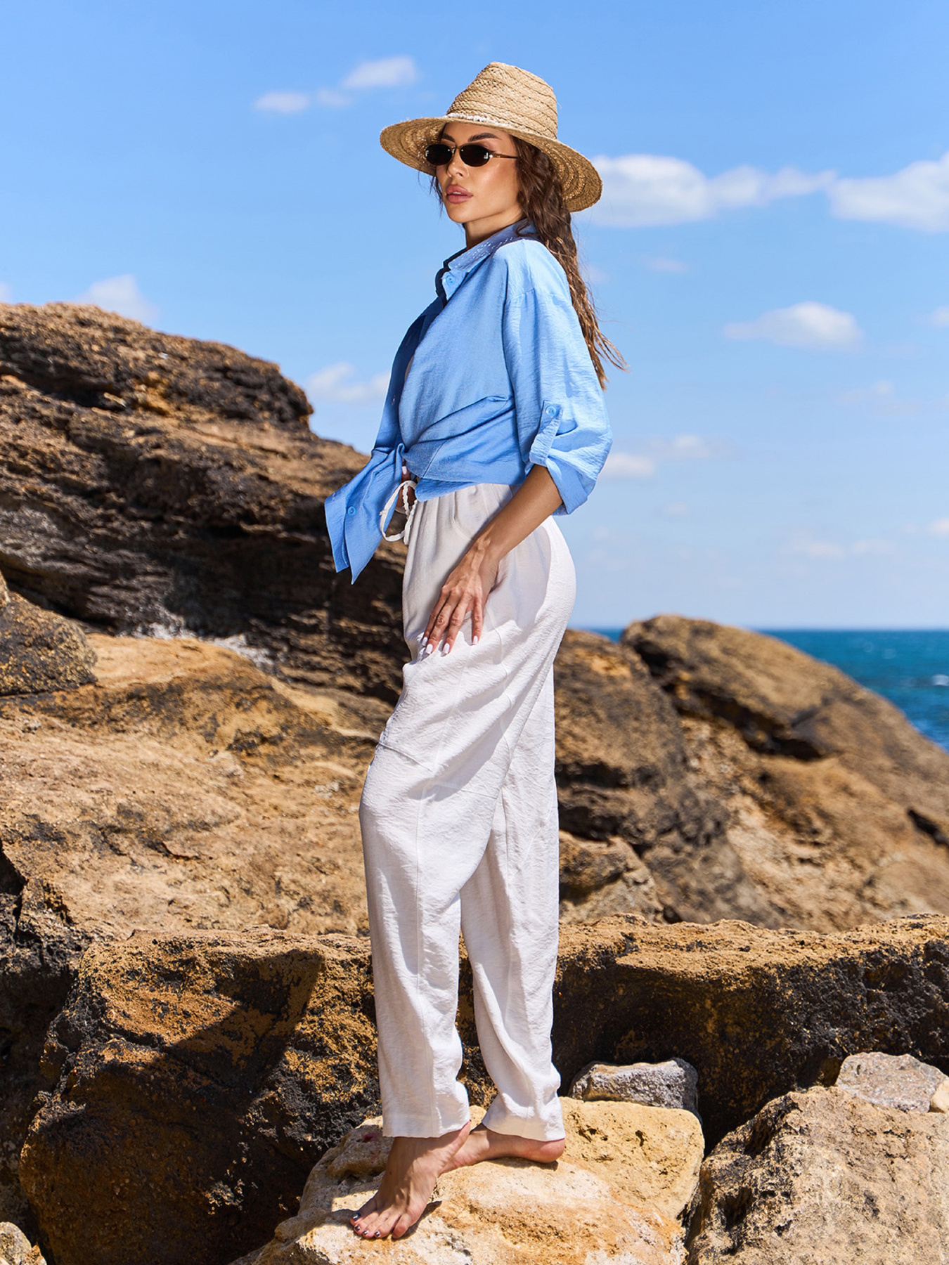 Повседневные штаны ISSA Plus модель 15238_молочный Фото