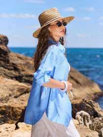 Рубашка повседневная ISSA Plus модель SA-641_голубой Фото