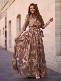 Платье макси ISSA Plus модель 15242_коричневый Фото