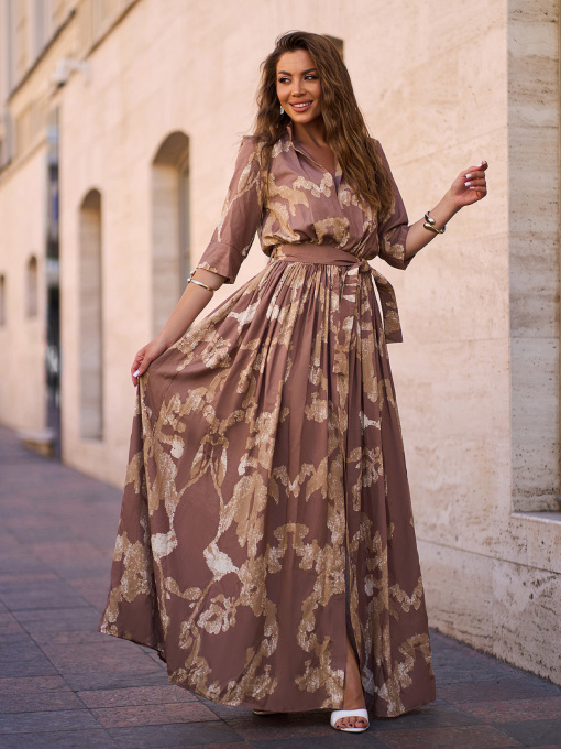 Платье макси ISSA Plus модель 15242_коричневый Фото