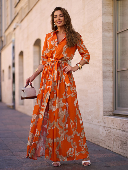 Платье макси ISSA Plus модель 15242_оранжевый Фото