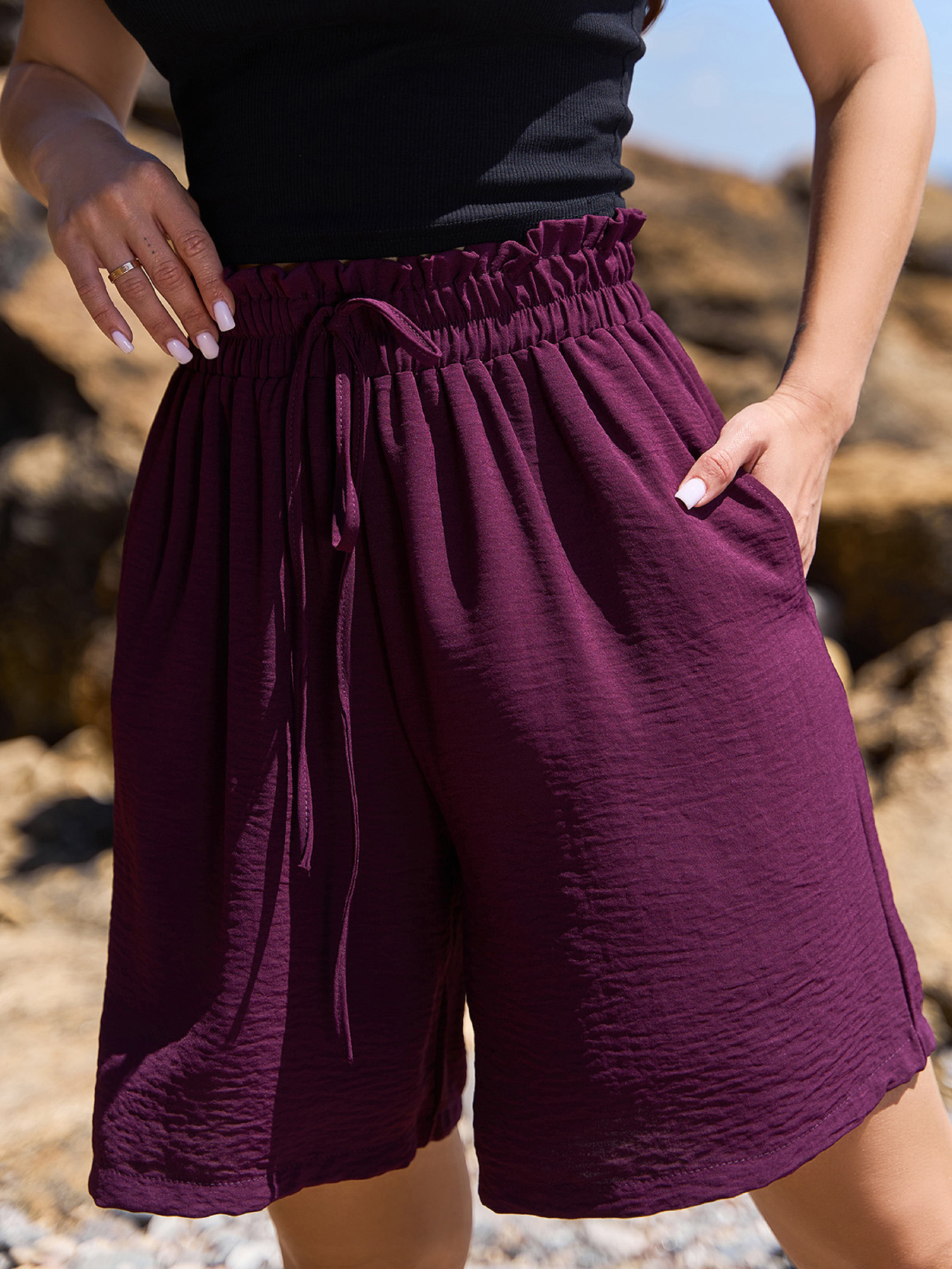 Повсякденні шорти ISSA Plus модель 15240_темно_бордовый Фото