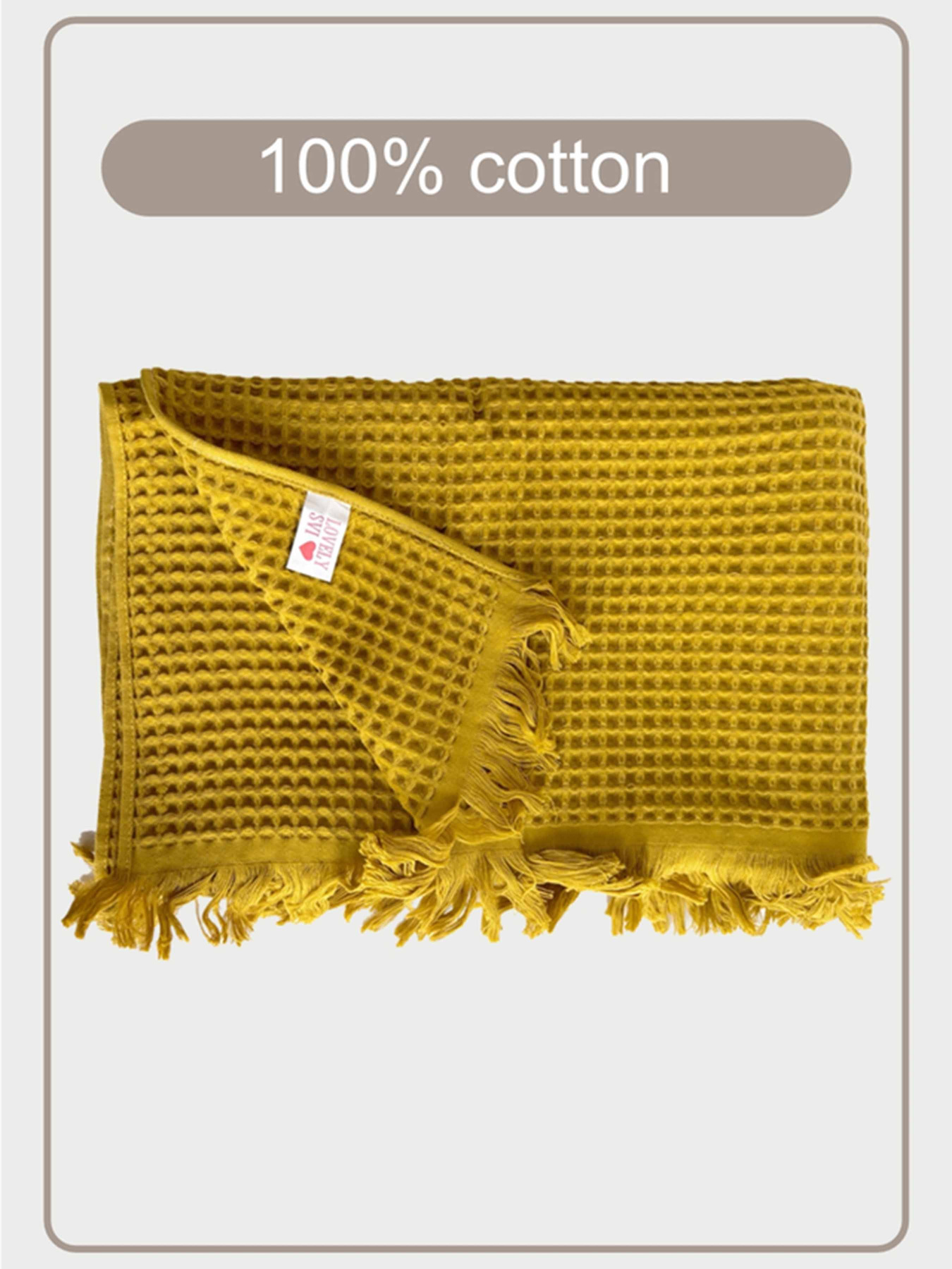 Вафельний рушник - бавовна-  для ванної, готелів, спа - XXL - Жовтий Lovely Svi  модель 402437 Фото