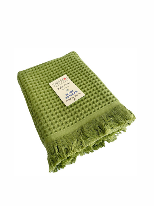 Вафельний рушник - бавовна-  для ванної, готелів, спа - XXL - Зелений Lovely Svi  модель 402443 Фото