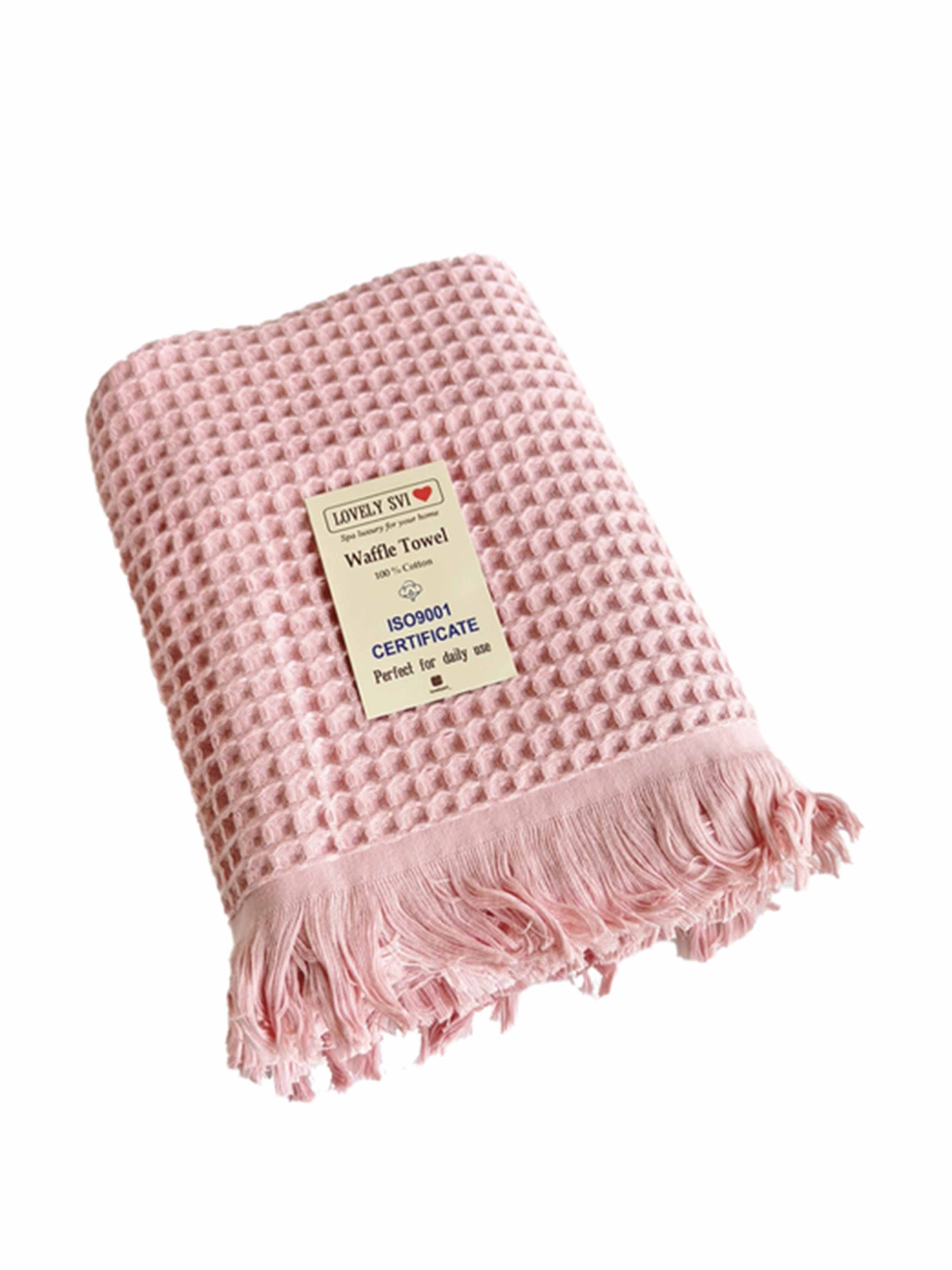 Вафельний рушник - бавовна-  для ванної, готелів, спа - XXL - Рожевий Lovely Svi  модель 402421 Фото