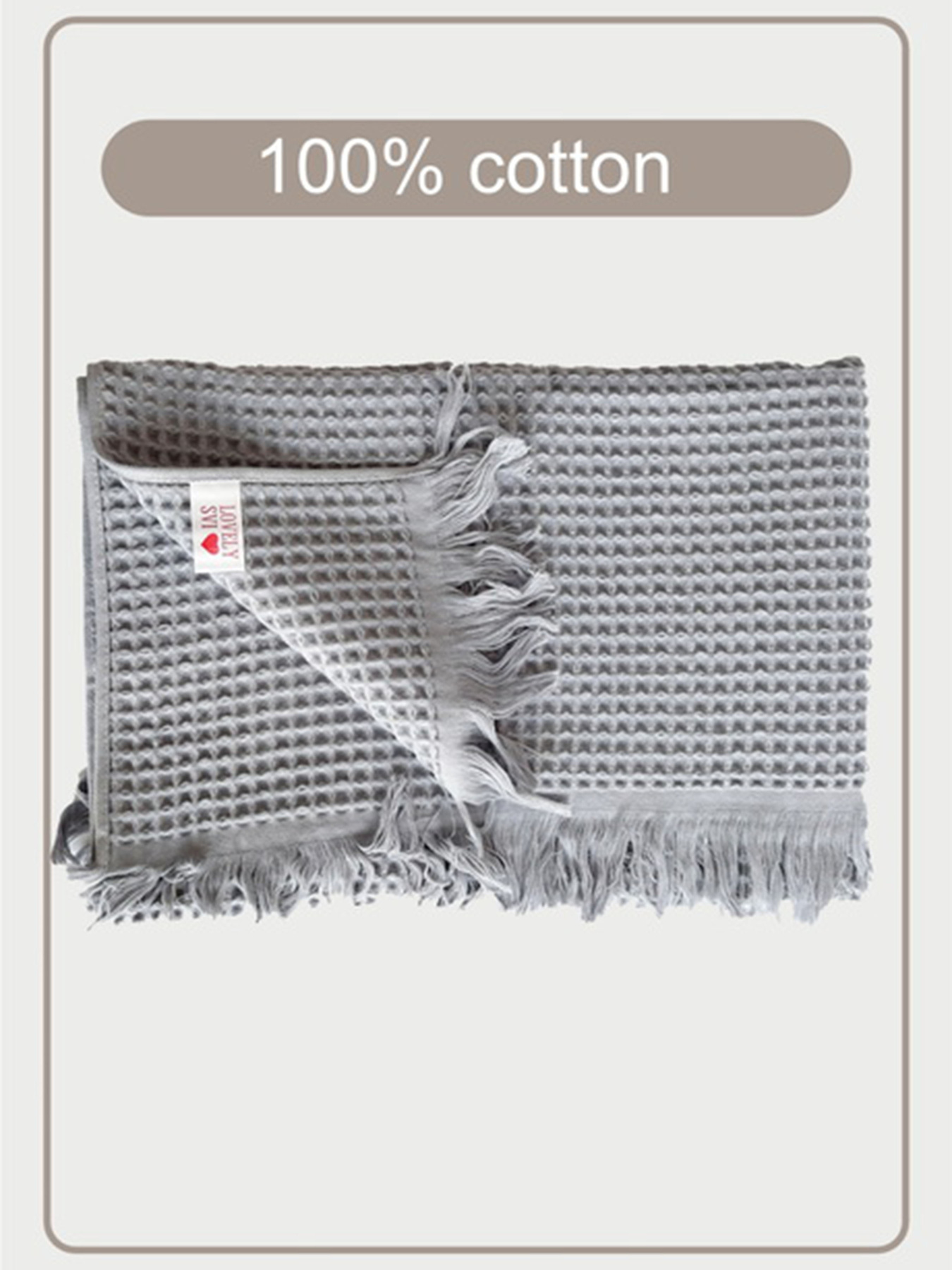 Вафельное полотенце - хлопок - для ванной, отелей, спа - XXL - Серый Lovely Svi  модель 402465 Фото