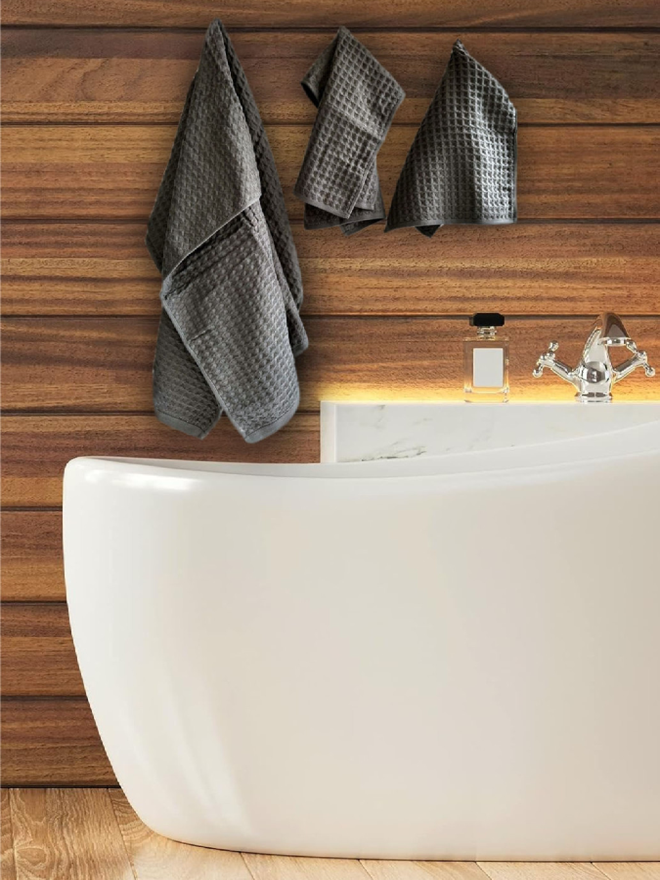 Набор 3 вафельных полотенца для ванной, отелей, SPA, саун, кухні -  Желтый Lovely Svi  модель 110823 Фото