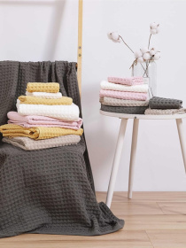 Набір 3 вафельних рушники для ванної, готелів, SPA, саун, кухні т  - Жовтий Lovely Svi  модель 110823 Фото