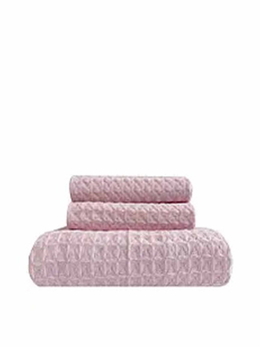 Набор 3 вафельных полотенца для ванной, отелей, SPA, саун, кухні -  Розовый Lovely Svi  модель 110825 Фото
