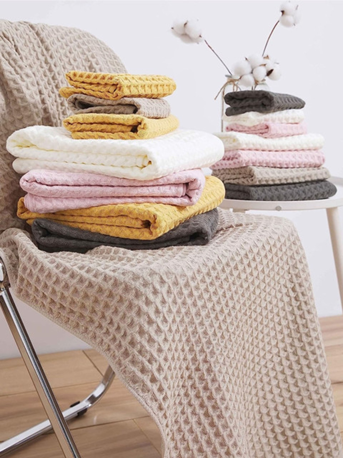 Набір 3 вафельних рушники для ванної, готелів, SPA, саун, кухні т  - Рожевий Lovely Svi  модель 110825 Фото