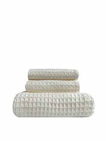 Набор 3 вафельных полотенца для ванной, отелей, SPA, саун, кухні -  Бежевый Lovely Svi  модель 110827 Фото