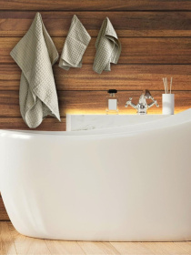 Набор 3 вафельных полотенца для ванной, отелей, SPA, саун, кухні -  Кофейный Lovely Svi  модель 110824 Фото