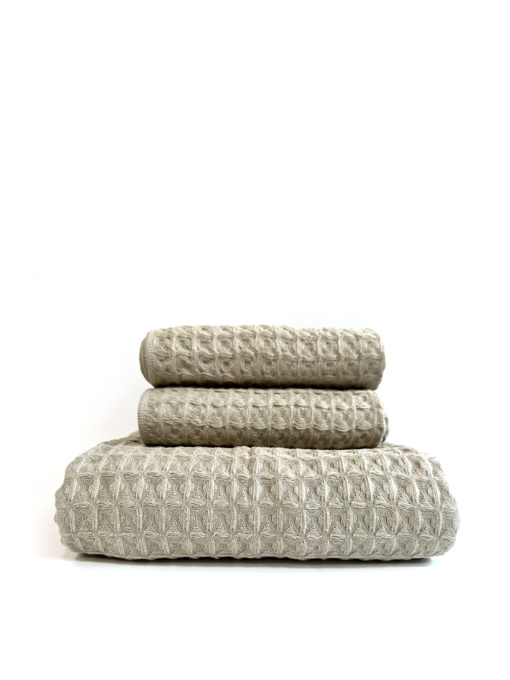 Набор 3 вафельных полотенца для ванной, отелей, SPA, саун, кухні -  Кофейный Lovely Svi  модель 110824 Фото