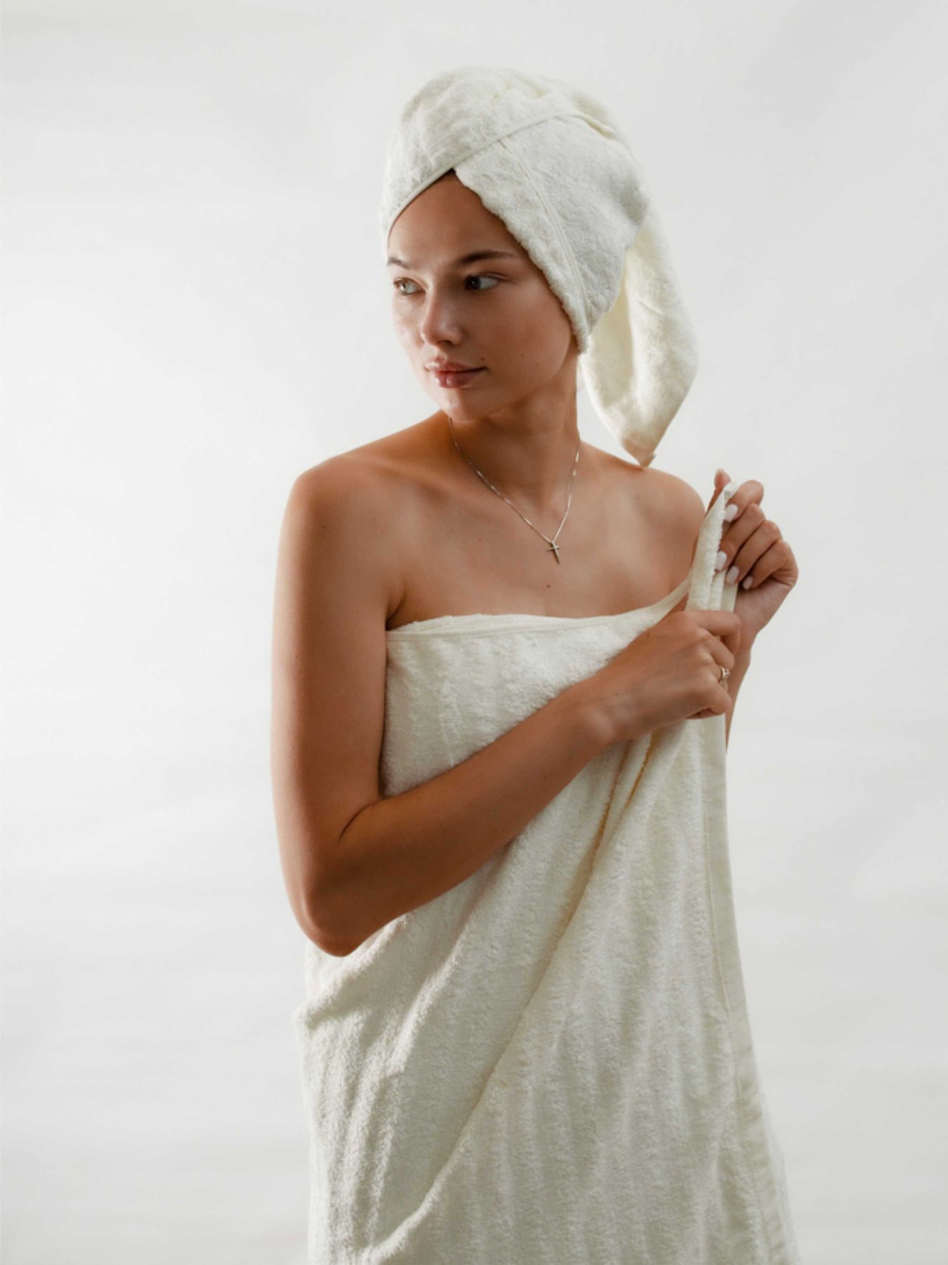 Набор 3 бамбук / хлопок полотенец для ванной, отелей, SPA, саун Бежевый Lovely Svi  модель 701401 Фото