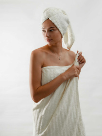 Набор 3 бамбук / хлопок полотенец для ванной, отелей, SPA, саун Бежевый Lovely Svi  модель 701401 Фото