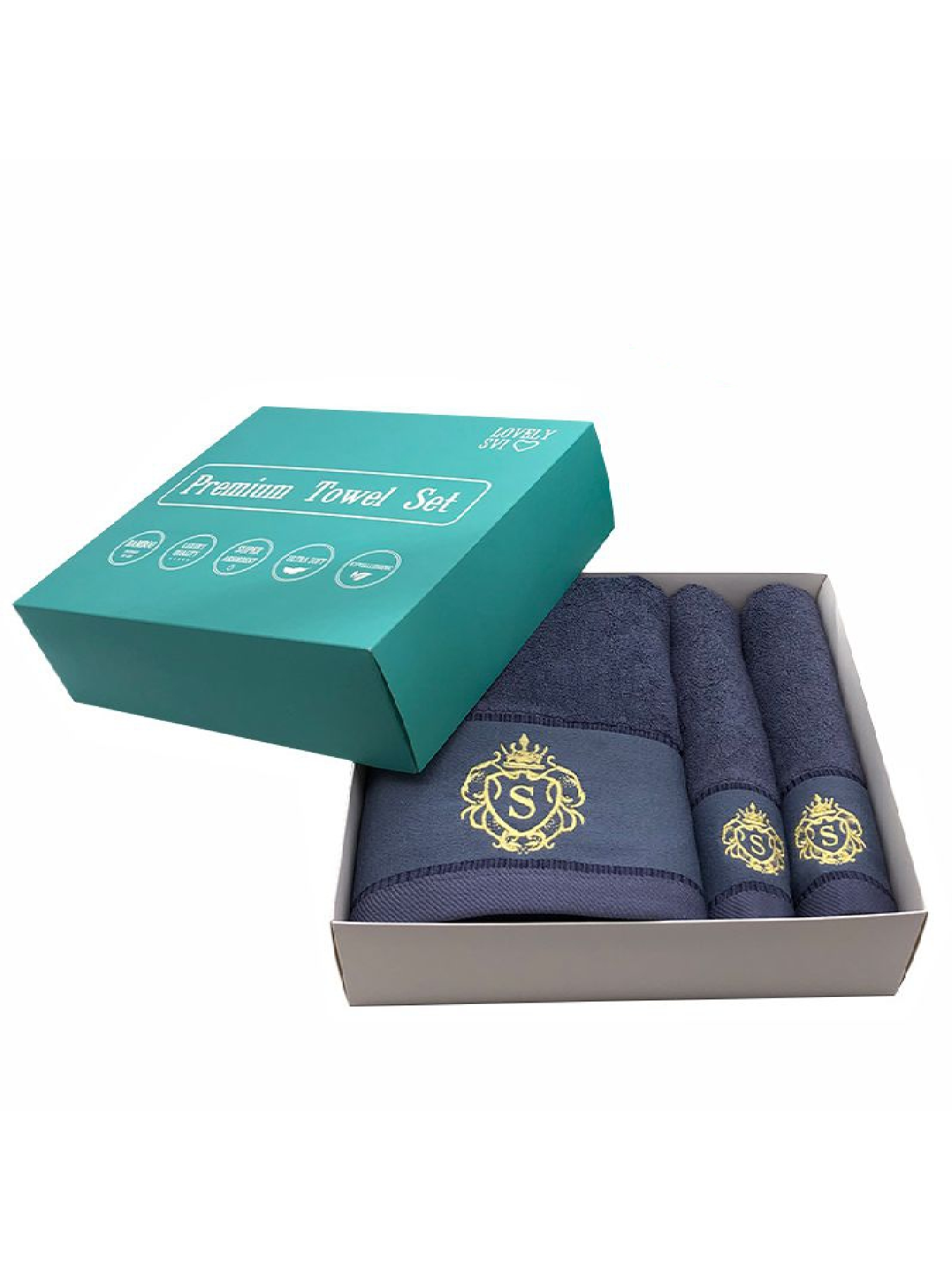 Набір 3 бамбук / бавовна рушників в подарунковій коробці  Лавандовий Lovely Svi  модель 171121 Фото