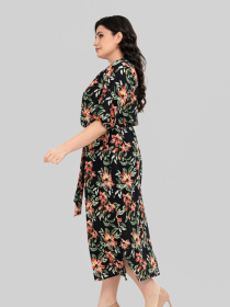 Сукня міді All Posa модель ap102464p-chornij-z-koralovim Сукня міді All Posa модель ap102464p-chornij-z-koralovim Фото