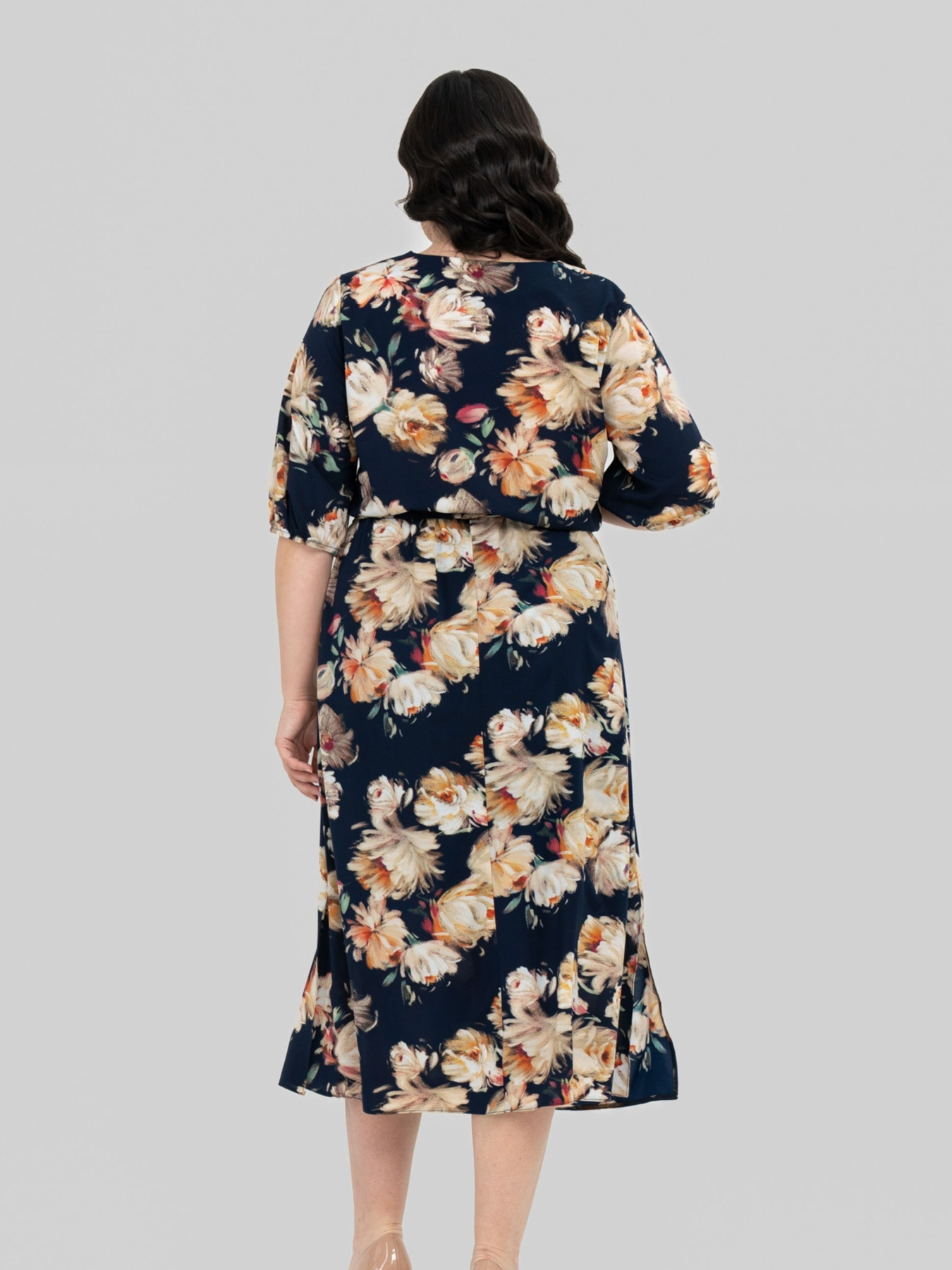 Сукня міді All Posa модель ap102464p-sinj-z-zhovtim Фото