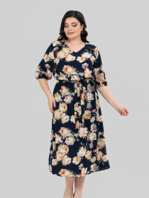 Сукня міді All Posa модель ap102464p-sinj-z-zhovtim Фото