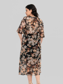 Платье миди All Posa модель ap102464p-chornij-z-bezhevim Платье миди All Posa модель ap102464p-chornij-z-bezhevim Фото