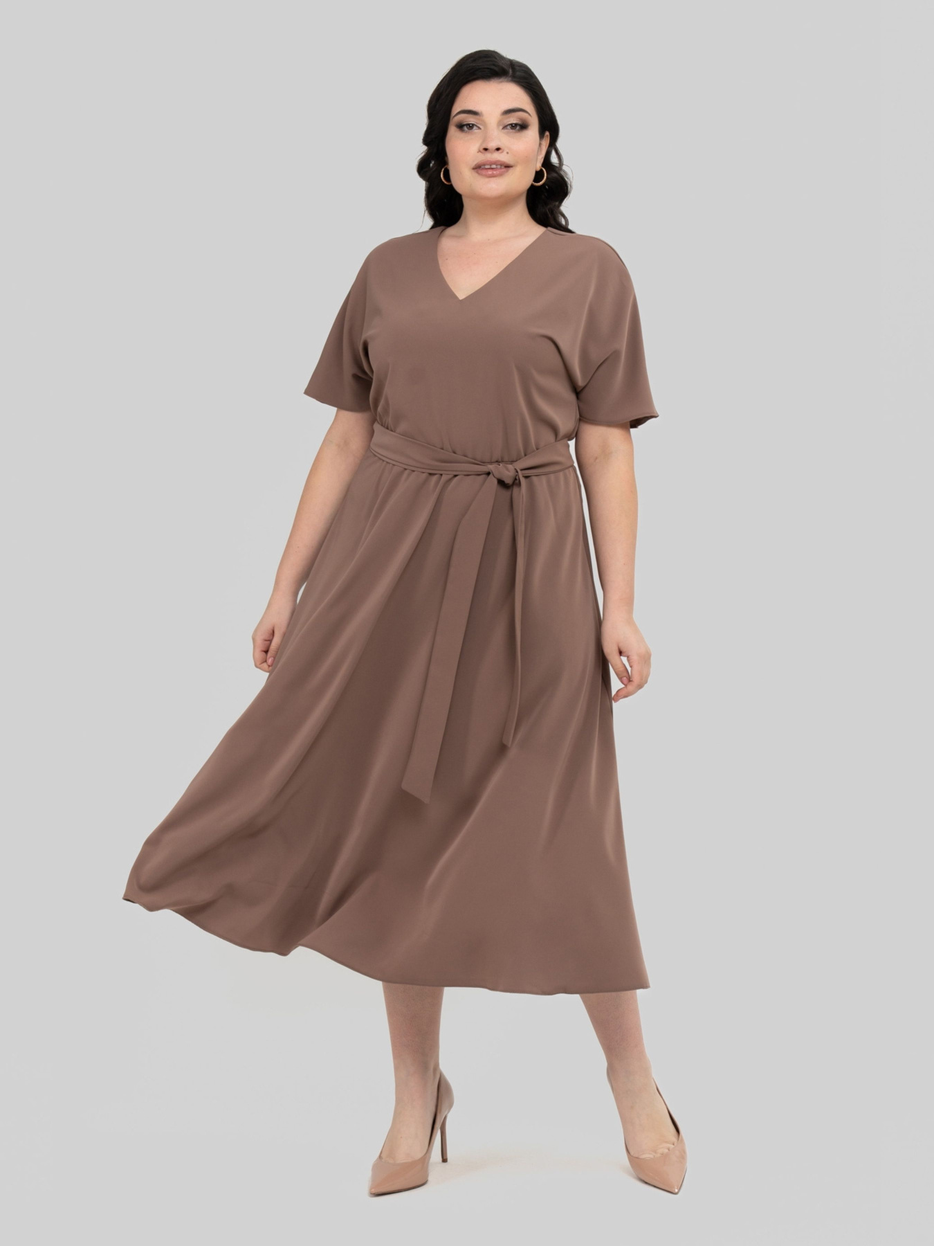 Платье миди All Posa модель ap102448p-korichnevij Фото