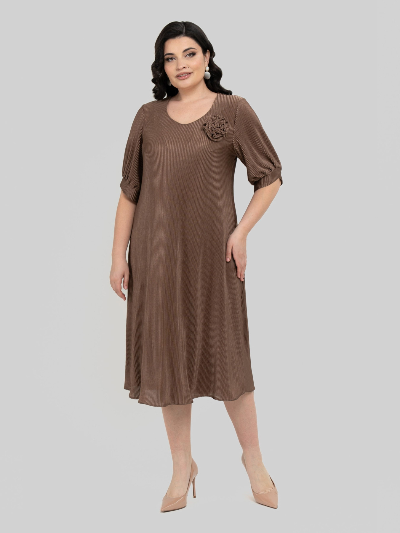 Сукня міді All Posa модель ap102433p-shokolad Фото