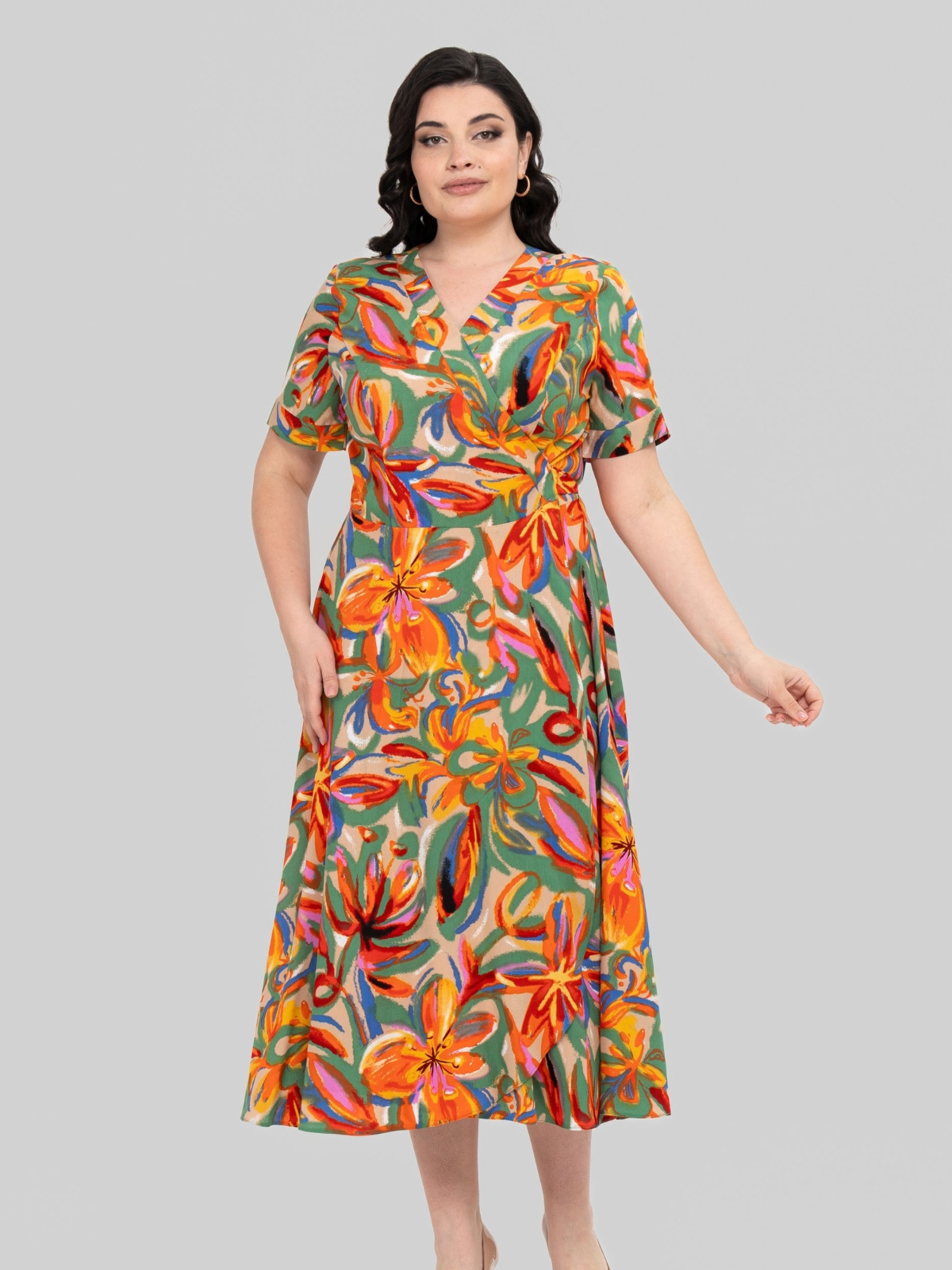 Сукня міді All Posa модель ap102420p-pomaranchevij Фото