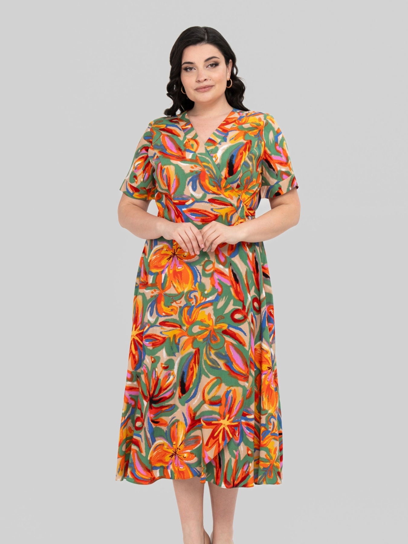 Сукня міді All Posa модель ap102420p-pomaranchevij Фото