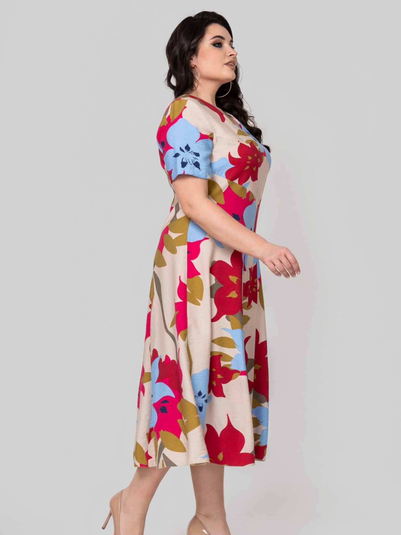 Сукня міді All Posa модель ap102375p-malinovo-bezhevij Фото