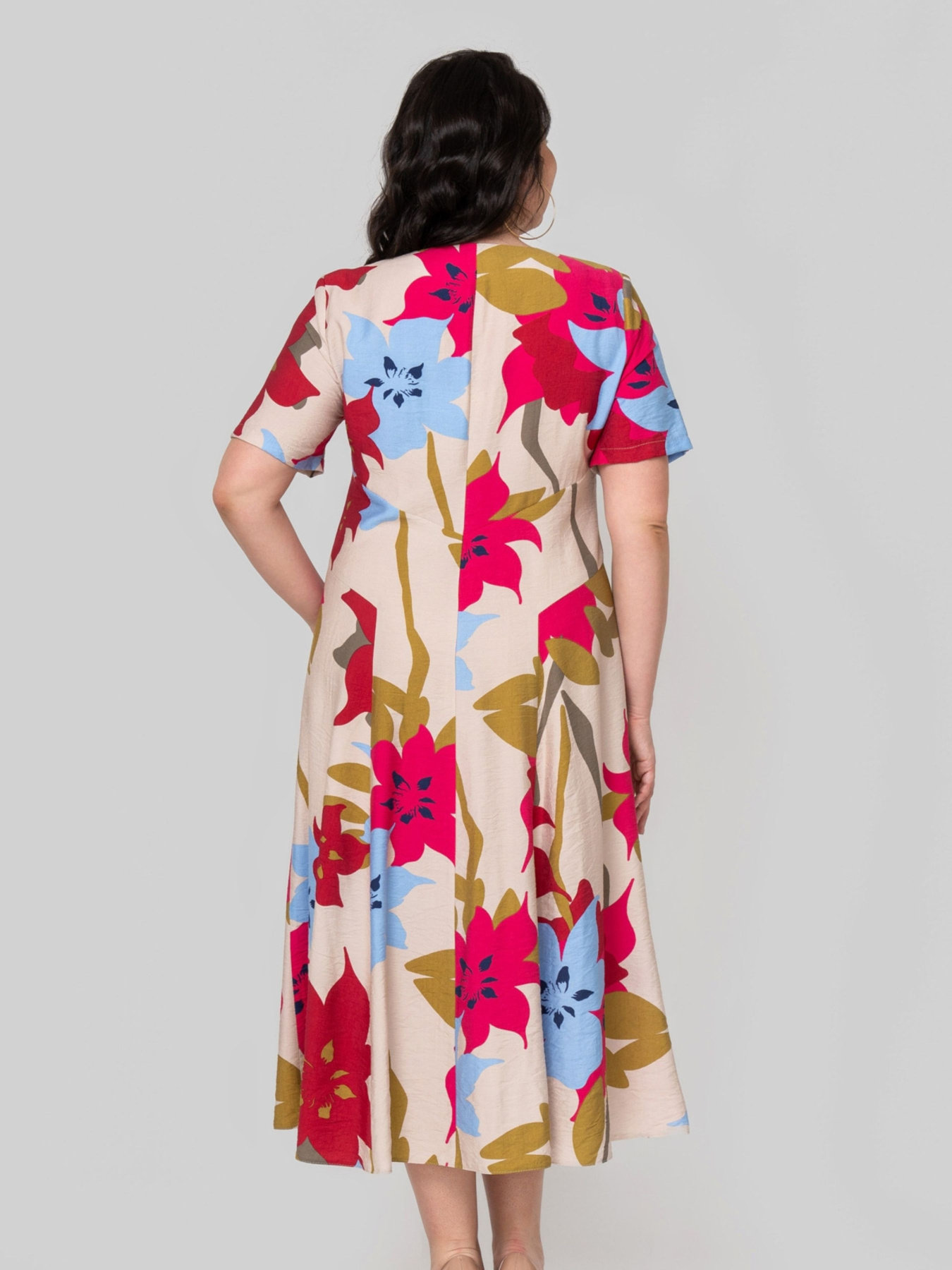 Сукня міді All Posa модель ap102375p-malinovo-bezhevij Фото