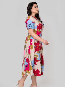 Платье миди All Posa модель ap102375p-malinovo-bezhevij Фото