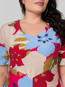 Платье миди All Posa модель ap102375p-malinovo-bezhevij Фото