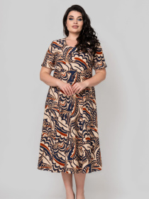 Платье миди All Posa модель ap102375p-bezhevo-sinj Фото