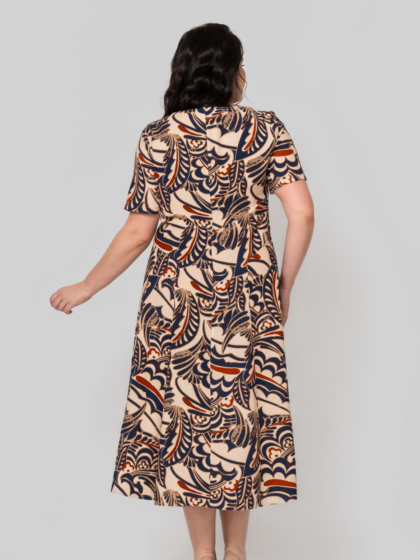 Платье миди All Posa модель ap102375p-bezhevo-sinj Фото