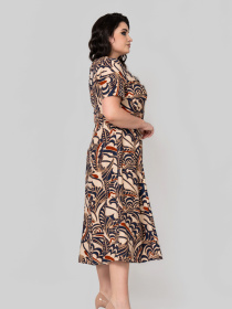 Платье миди All Posa модель ap102375p-bezhevo-sinj Фото